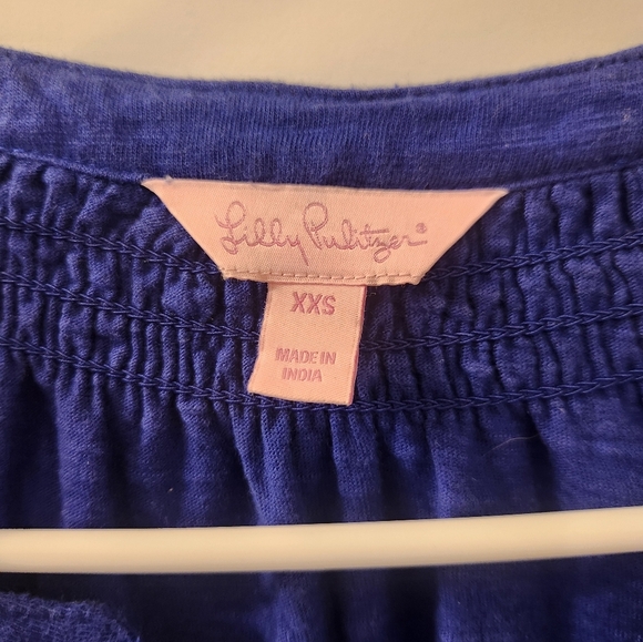 Lilly Pulitzer Mini Dress Solid Blue Size XS V Neck #Z552 - Picture 2 of 5